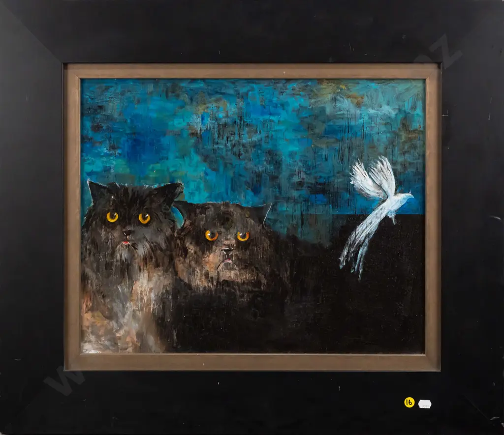 Tracy Ellerton -framed acrylic on board "The visit" H390 W480 Image 1++