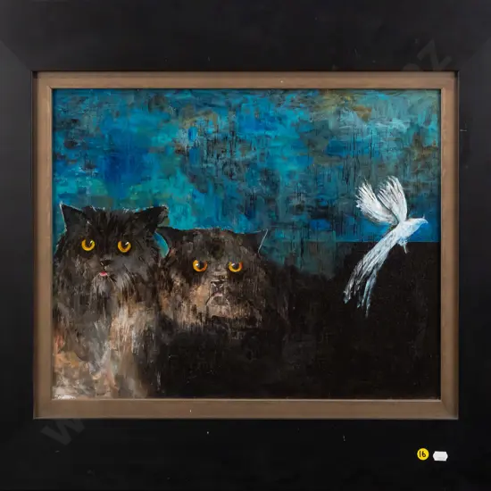 Tracy Ellerton -framed acrylic on board "The visit" H390 W480