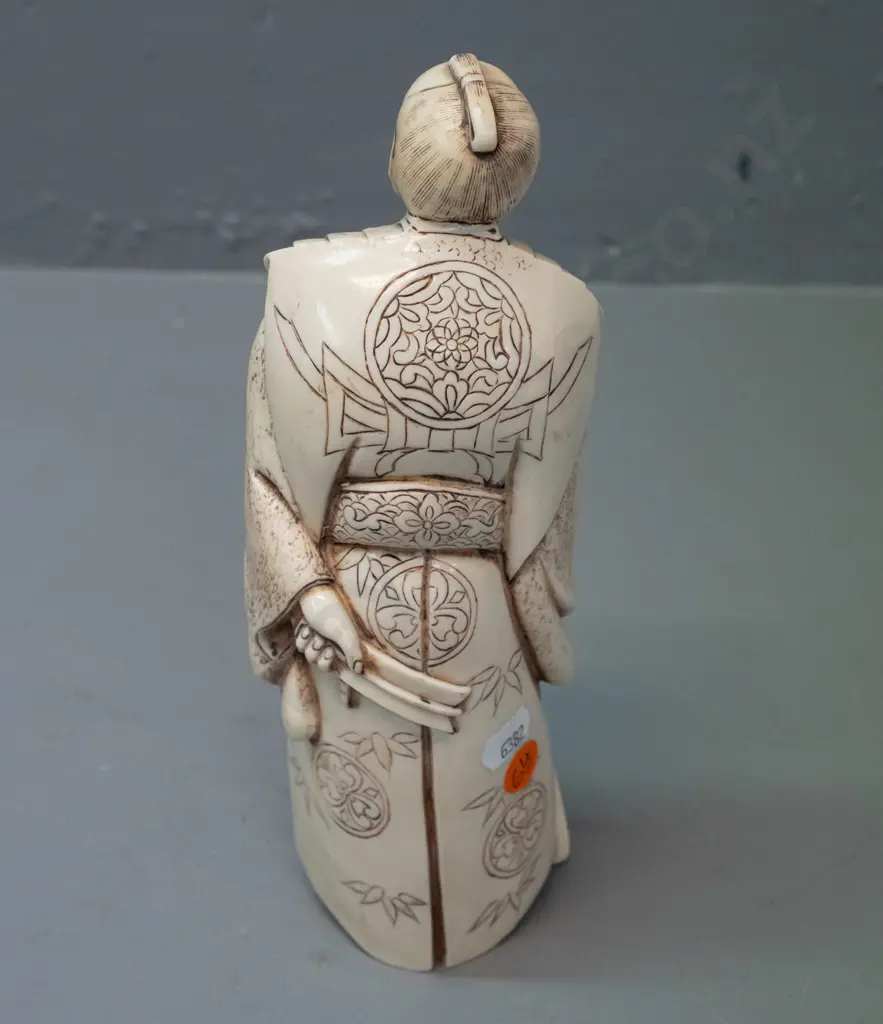 composite faux ivory Samurai warrior figure H-230 W-90 Image 1++