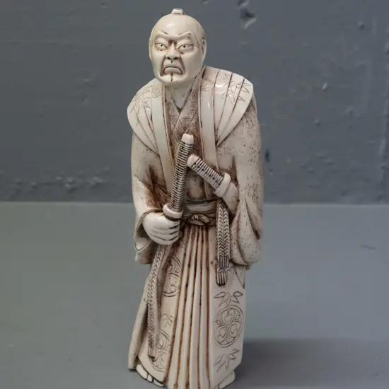 composite faux ivory Samurai warrior figure H-230 W-90
