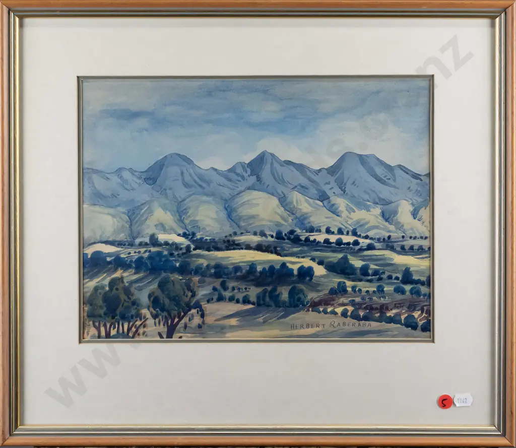 Herbert Raberaba - framed watercolour - landscape H250 W330 Image 1++