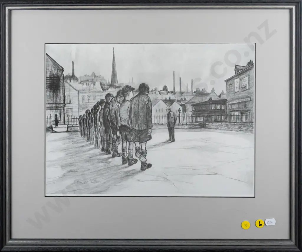 framed Ronald Pawson digital print - boys standing in row H250 W350 (plus additional booklet etc) Image 1++