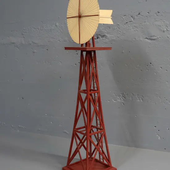 detailed timber and cardboard model of a New Zealand railway water pump windmill. H-720 Base 160x160