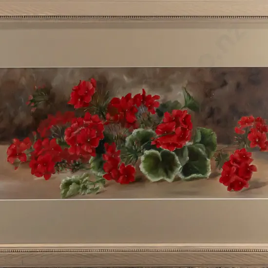 framed oil - geraniums H220 W550