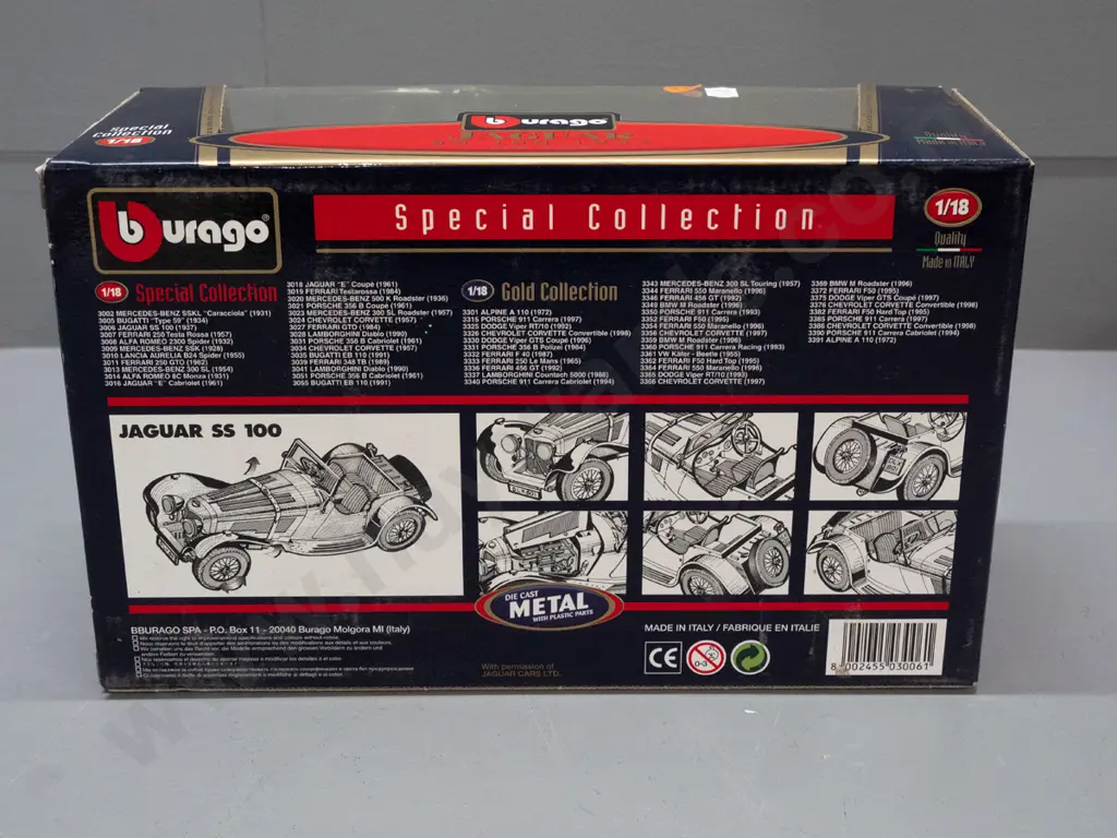 Burago 1:18 scale die-cast model 1937 Jaguar SS-100 in original box Image 1++