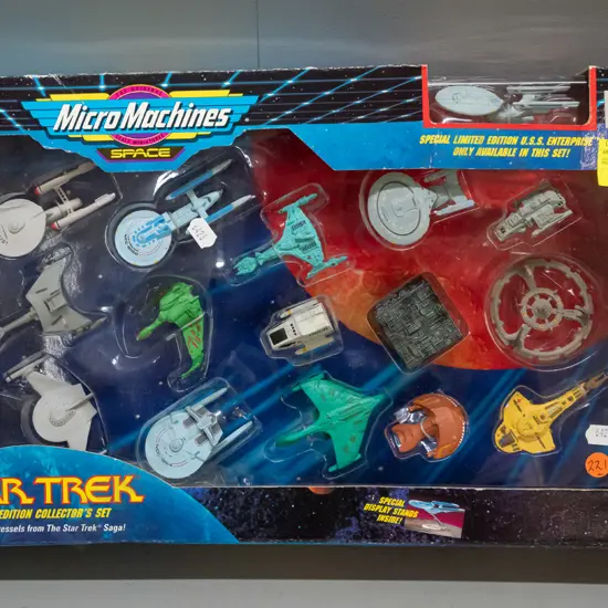 Galoob Toys 1993 Star Trek Micromachines 16-vessel collector set in original sealed packaging - minor damage to box.