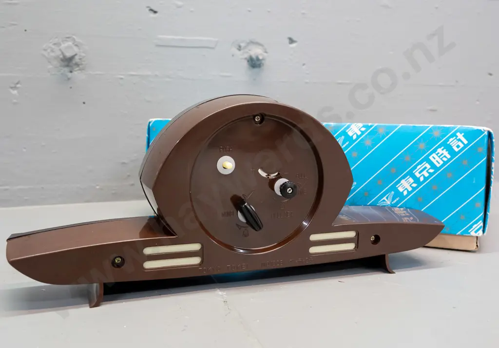 retro Japanese wind-up bedside alarm clock - marked Tokyo Tokei 2 Jewels - with original box H-135 L-310 Image 1++