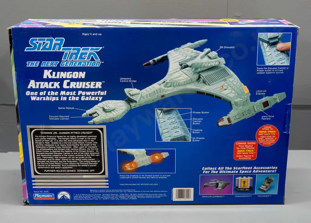 1993 Playmate Toys Star Trek Next Generation Collector's Edition Klingon Attack Cruiser in original box H-310 W-440 D-90 Image 1++