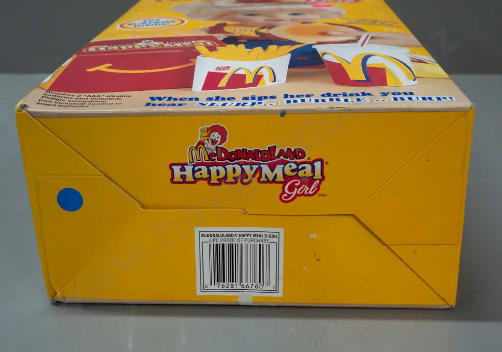 McDonalds McDonaldland Happy Meal girl doll with cheeseburger and accessories, in original box - dated 1997. Box has Image 1++
