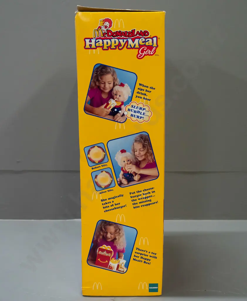 McDonalds McDonaldland Happy Meal girl doll with cheeseburger and accessories, in original box - dated 1997. Box has Image 1++
