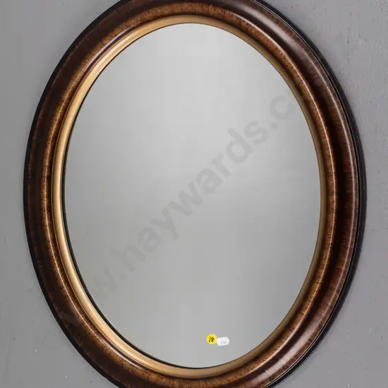 oval wood framed wall mirror H620 W510