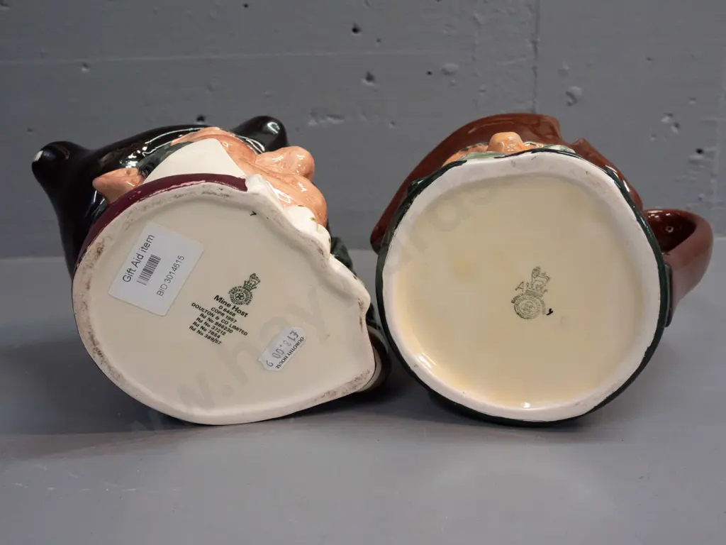 2 large Royal Doulton character jugs - Mine Host H-190 and Old Charlie Image 1++