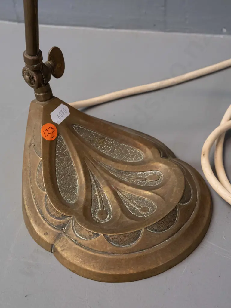 vintage cast brass table lamp with adjustable tilt stem - working, no shade H-410 as photographed Image 1++