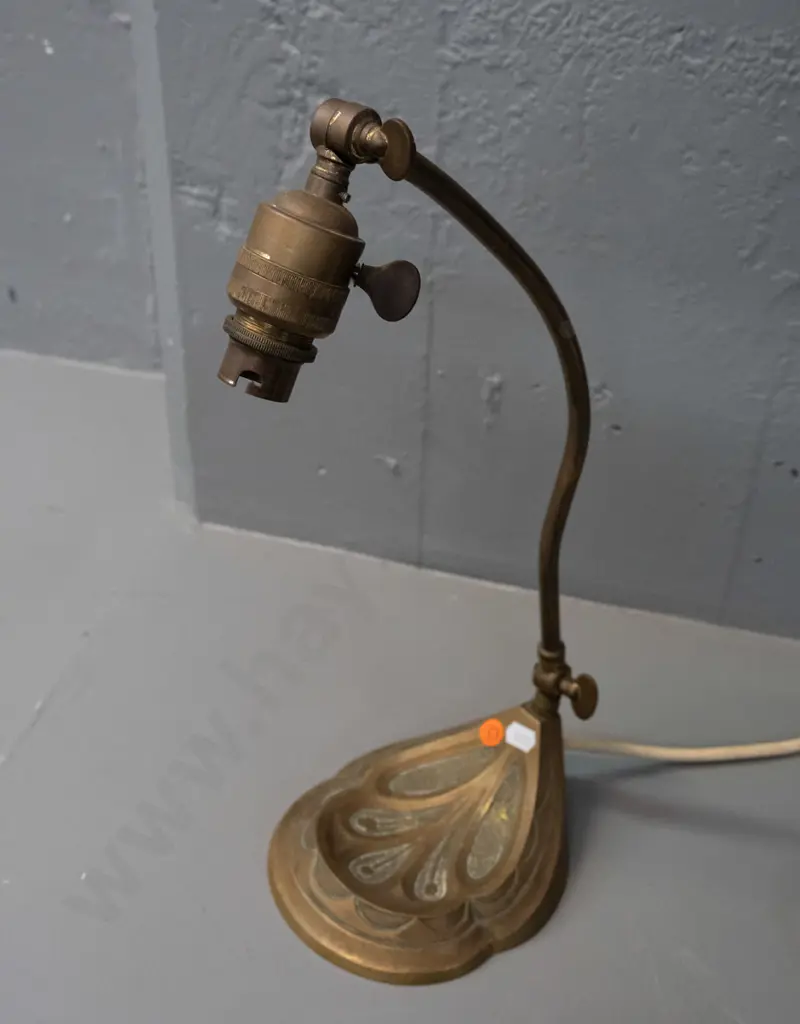 vintage cast brass table lamp with adjustable tilt stem - working, no shade H-410 as photographed Image 1++