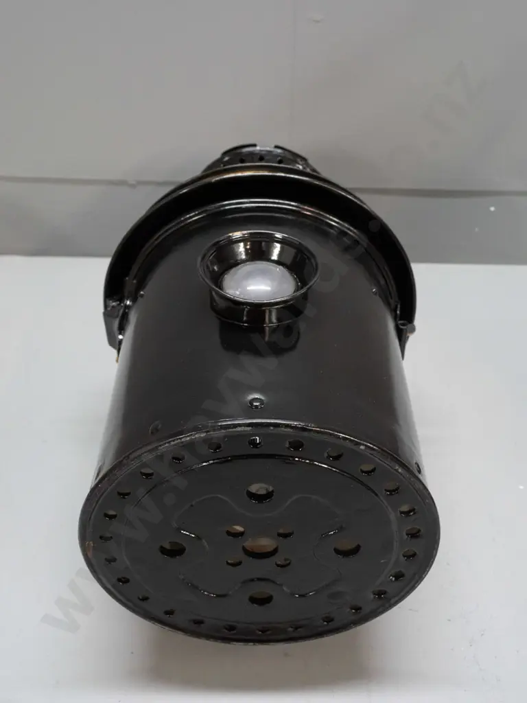 large black railway signal lantern with 2 small frosted glass lenses - plaque reads McKenzie & Holland Railway SIgnal Image 1++