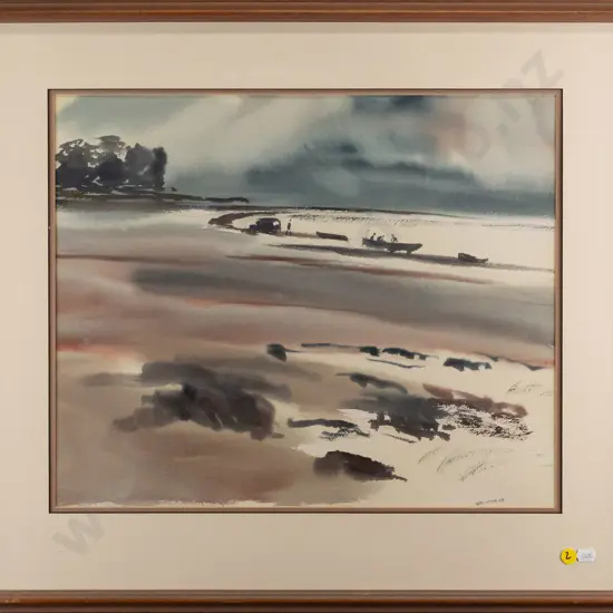 Reg Watham - framed watercolour - coastal scene H380 W460