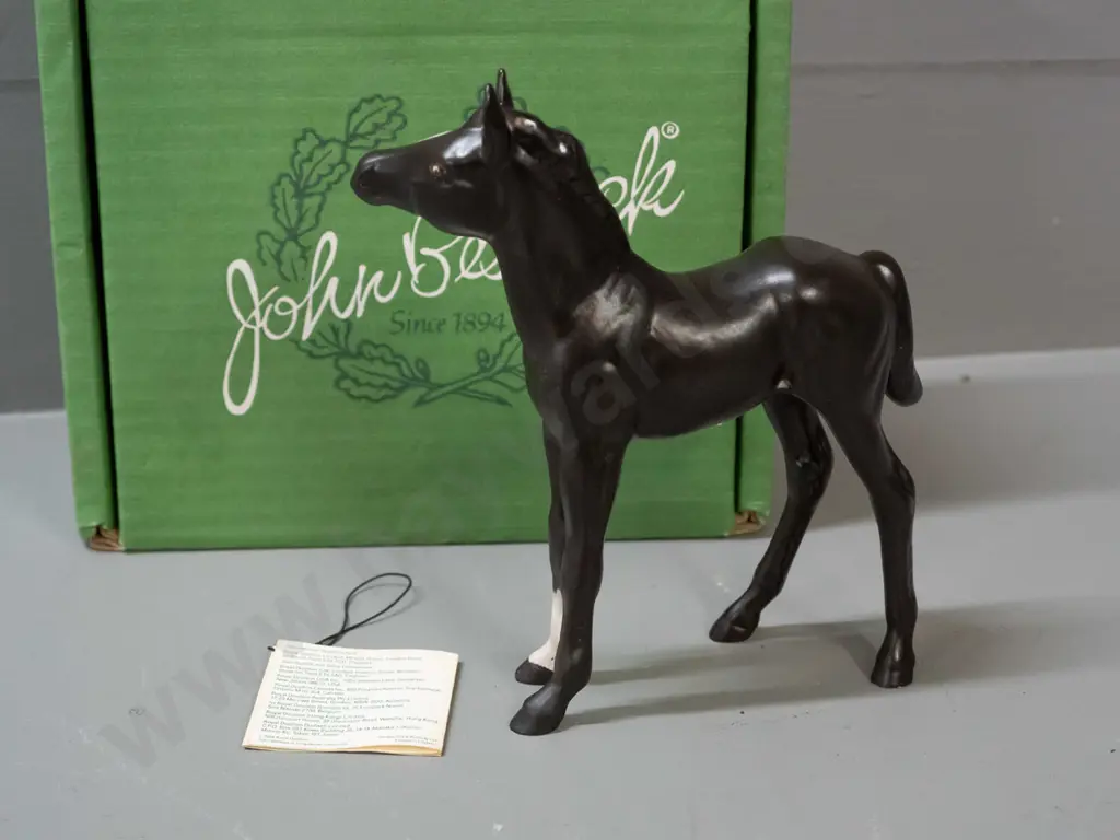 Beswick matte black foal figure with original box and hang tag H-150 L-135 Image 1++