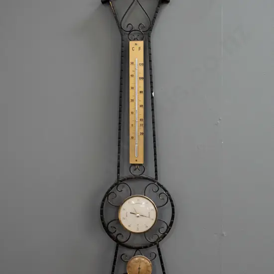 Veranderlich retro wrought iron wall barometer-thermometer-hygrometer - needs cleaning H-640 W-160