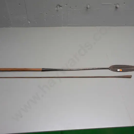 Kenyan Samburu spear - 3 piece, timber shaft with 2 forged metal end pieces, crack through timber, corrosion to metal