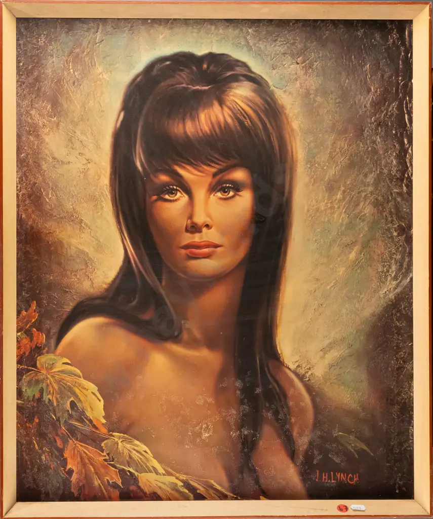framed retro JH Lynch print "Autumn Leaves" (widespread damage) H560 W460 Image 1++