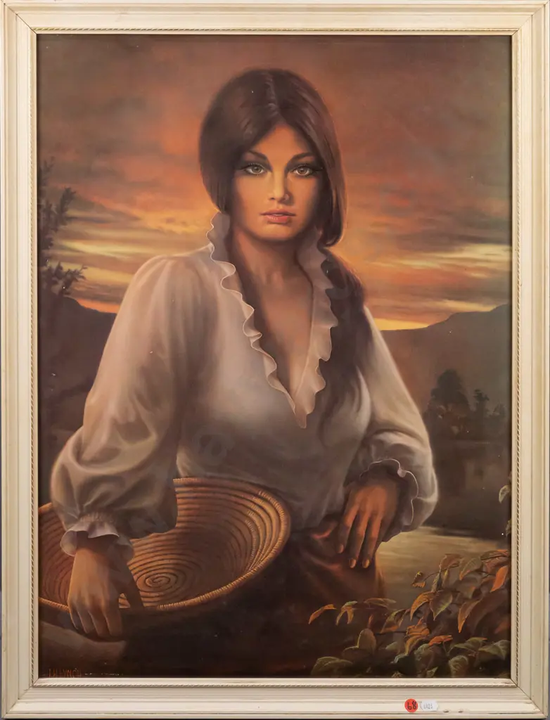 framed retro JH Lynch print "Wanda" (slight scratching and marks) H670 W490 Image 1++