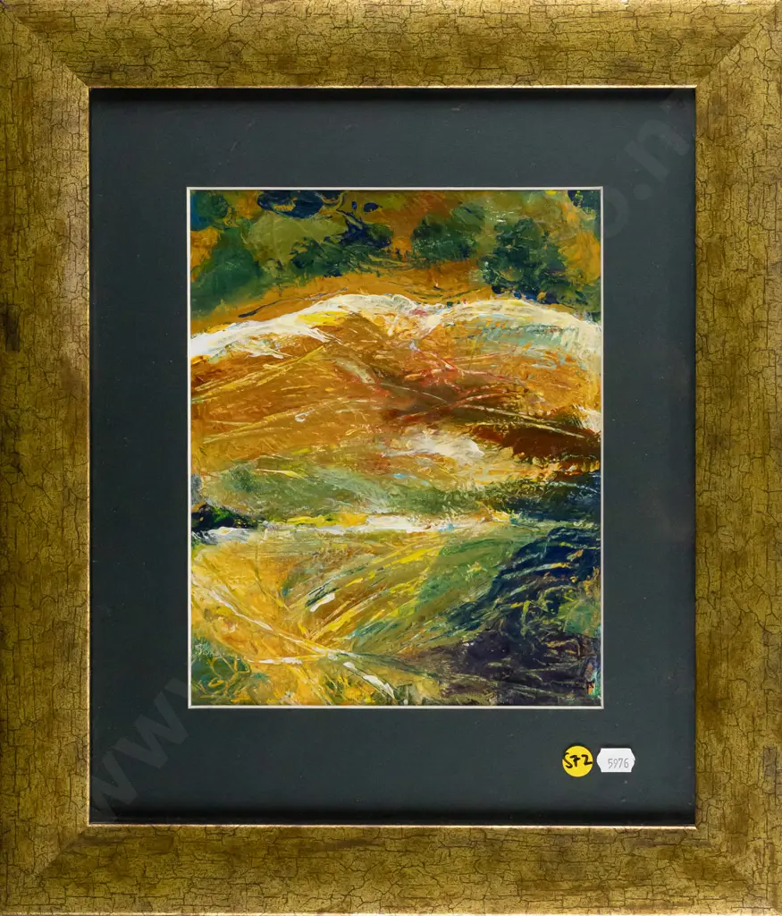 Vivienne Juppe '04 - framed oil  "Sheep tracks up Cattle Valley Kurow" H240 W190 Image 1++