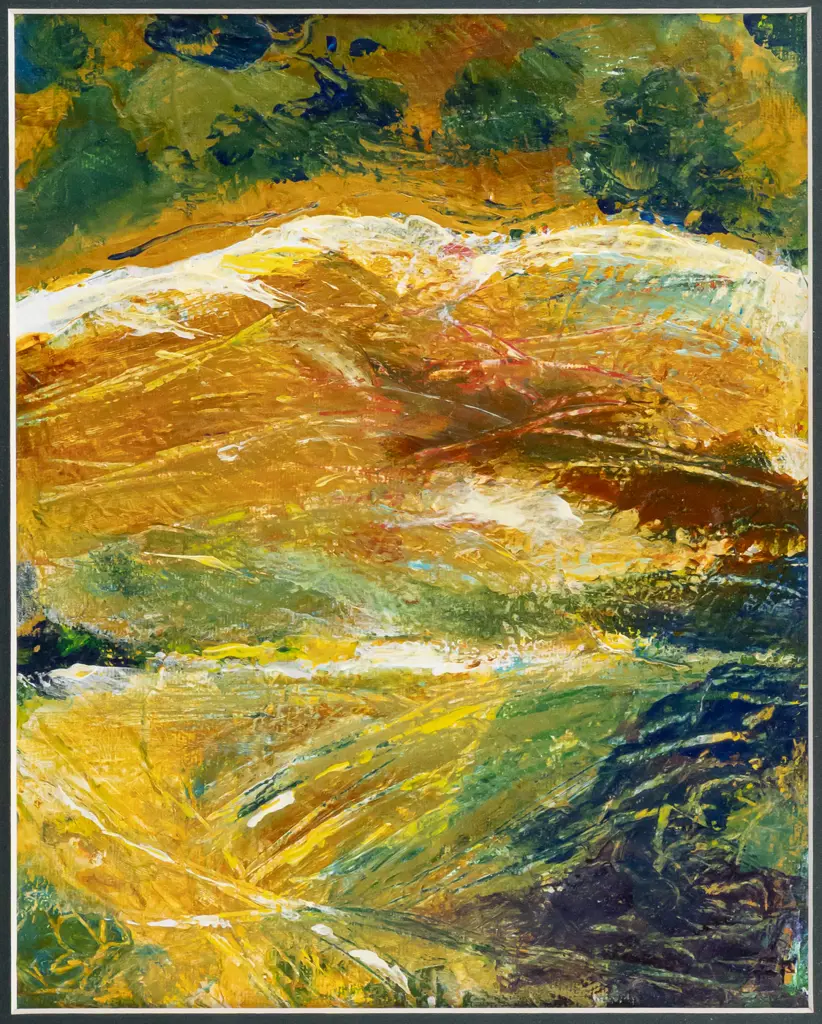 Vivienne Juppe '04 - framed oil  "Sheep tracks up Cattle Valley Kurow" H240 W190 Image 1++