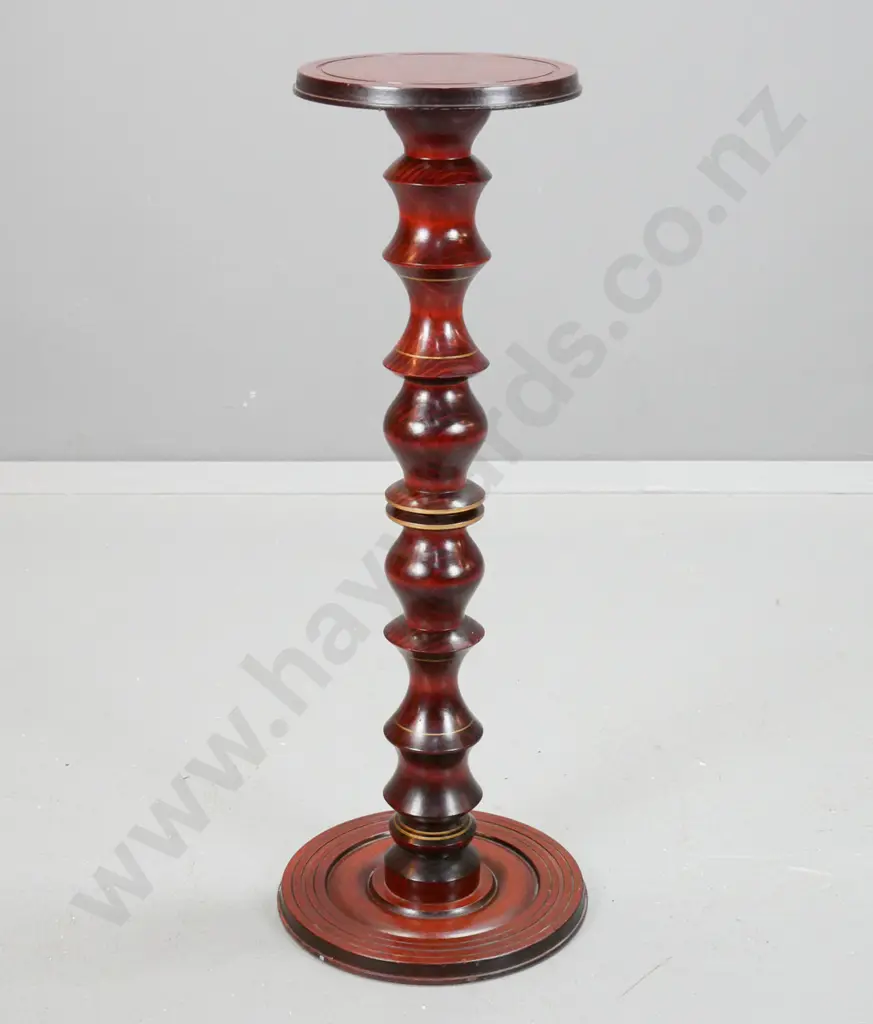plant stand with turned pine column, particle board top and bottom, gilded decoration H-780 Base is D-300 Image 1++