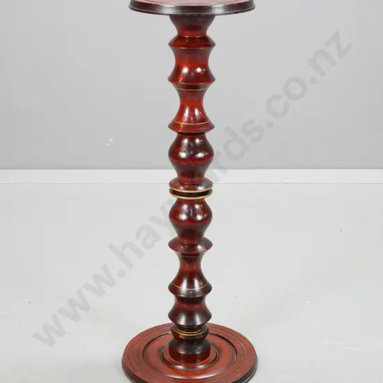 plant stand with turned pine column, particle board top and bottom, gilded decoration H-780 Base is D-300