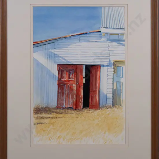 Kelvin McMillan 1995 - framed watercolour "Basils Stables" H540 W360