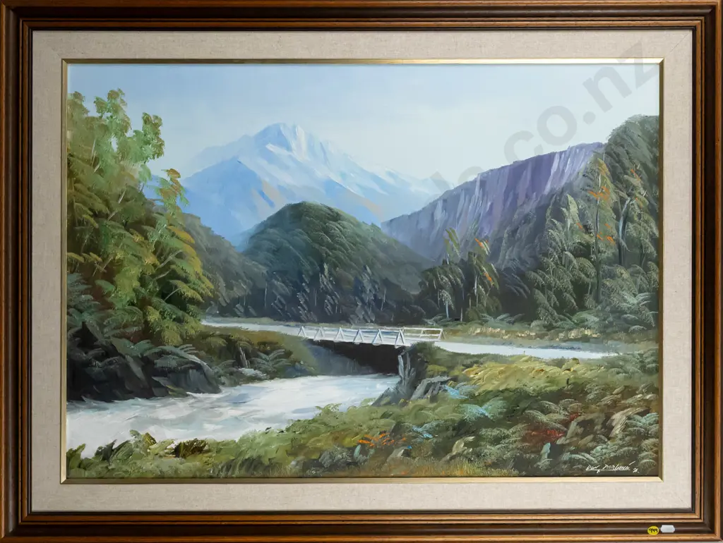 Don Parlane '91 - framed oil on board "Haast Highway" H-520 W-750 Image 1++