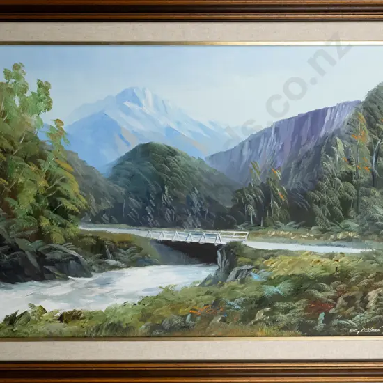 Don Parlane '91 - framed oil on board "Haast Highway" H-520 W-750