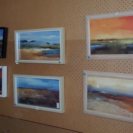 6x framed abstract prints - blue dots