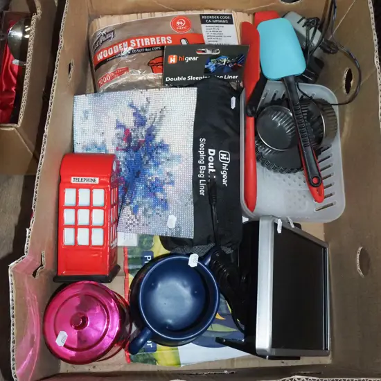 box; small solder panel, wooden stirrers etc