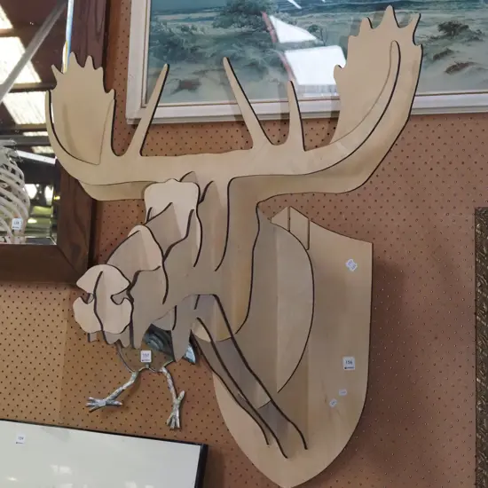 wall mounted plywood moose head