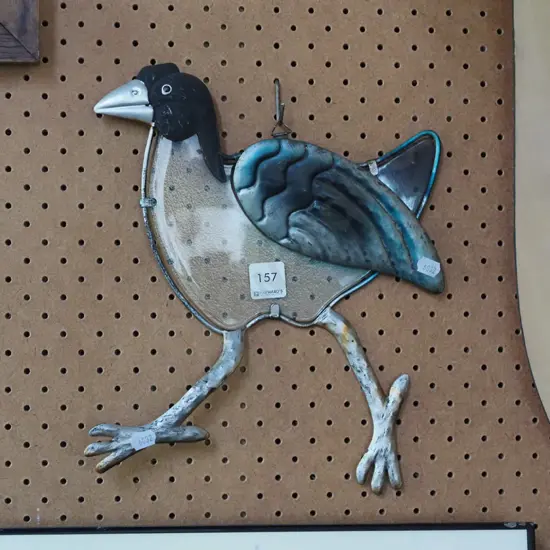 metal and glass wall mounted pukeko