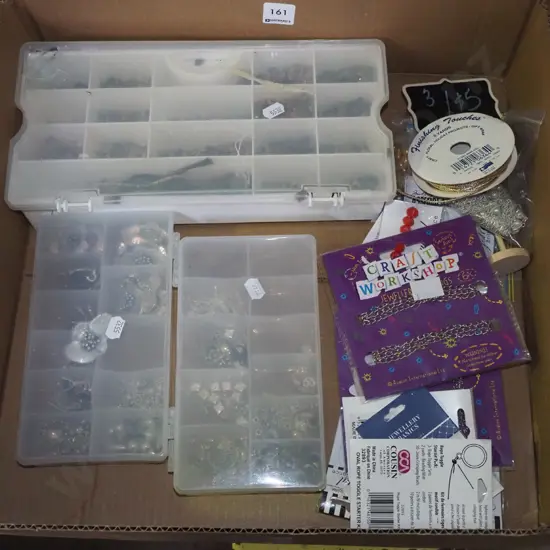 box of jewellery making items; stones, beads, chains etc