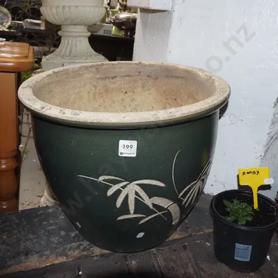 green glazed garden planter H-330