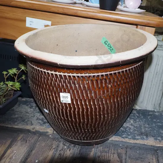 brown glazed garden planter H-320
