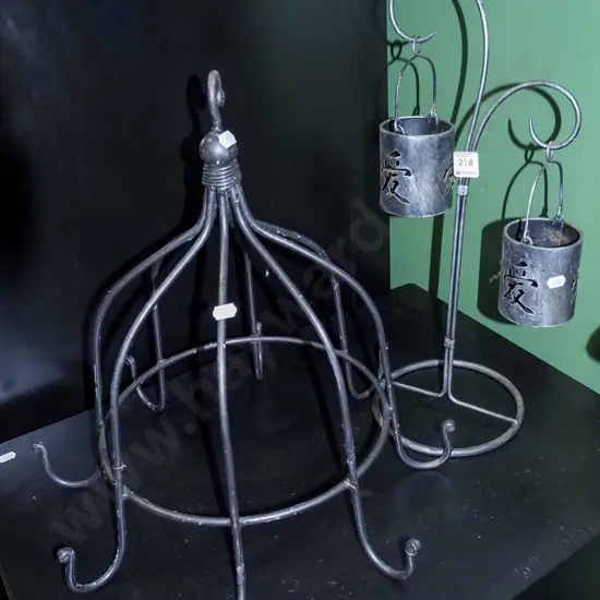 wrought metal tea candle holders, hanging metal utensil holder
