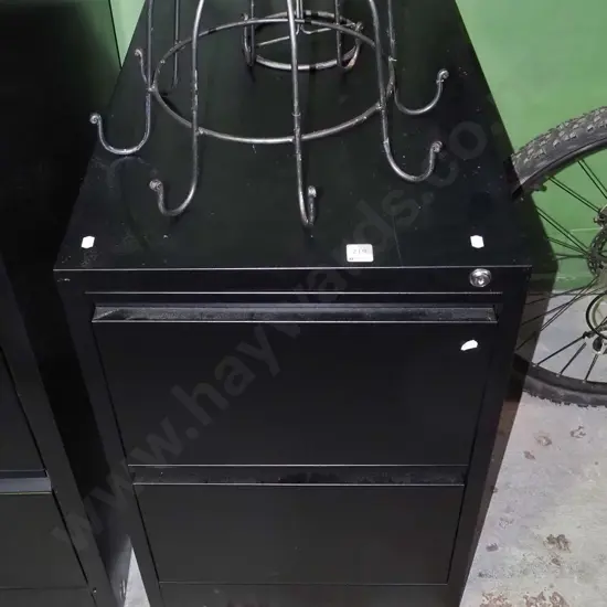 black 2 drawer filing cabinet - no key