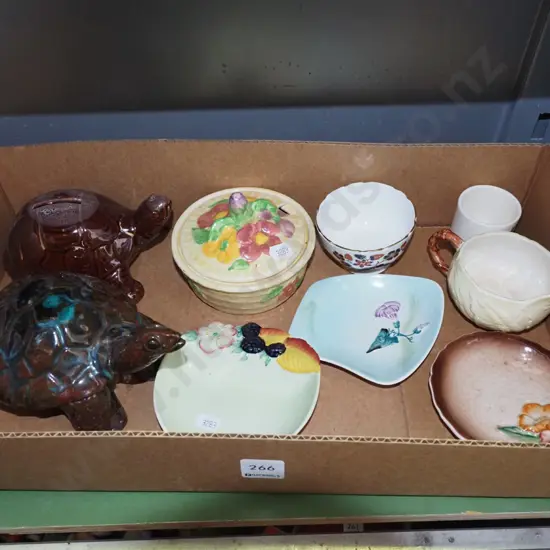 ceramic turtles, dishes, jug etc