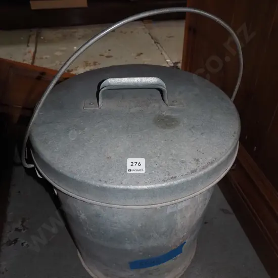 galvanised lidded ashcan