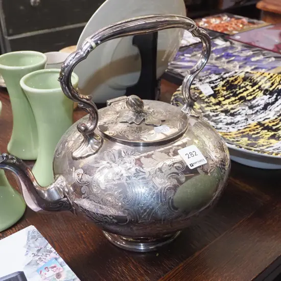 large ornamental Victorian teapot - significant wear to plate
