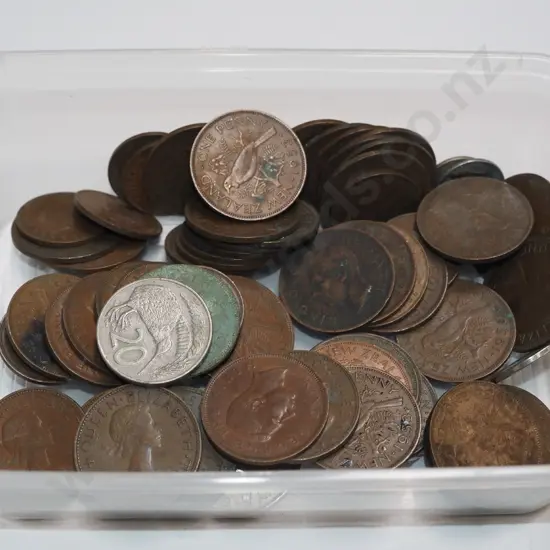 plastic tray of coins