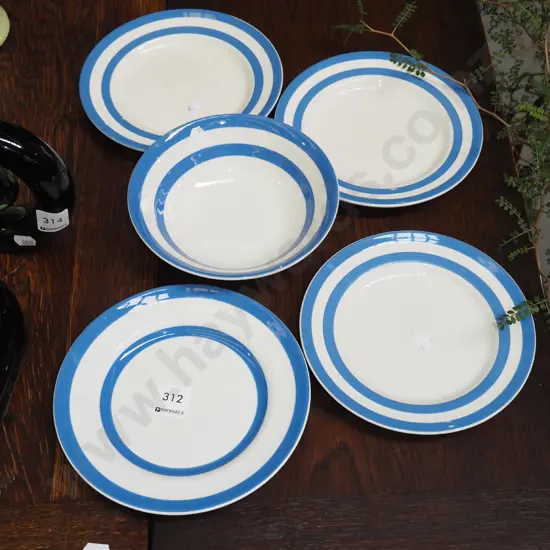 T&G Green Co bowl and 4 plates