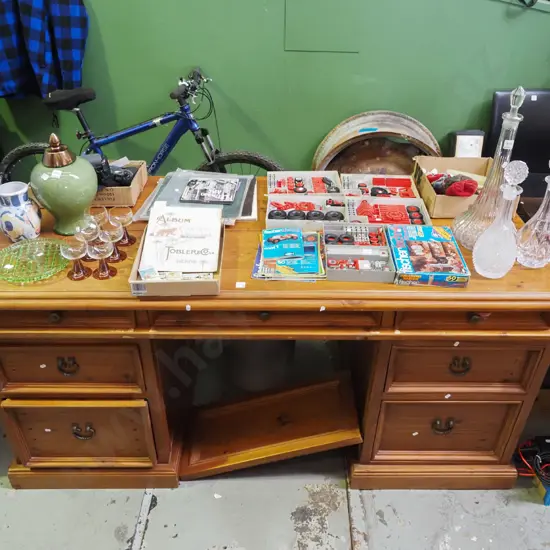 solid pine 7 drawer desk- small signs of wear H-850 W-1770 D-820