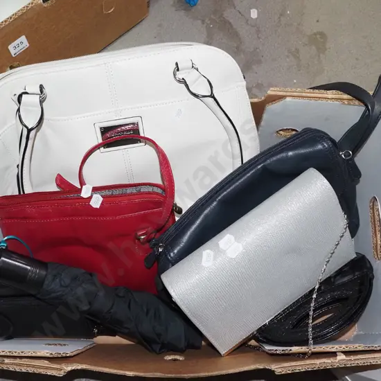 box of hand bags and purses
