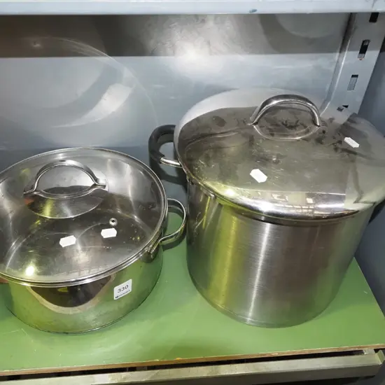 2xstainless steel  lidded pots
