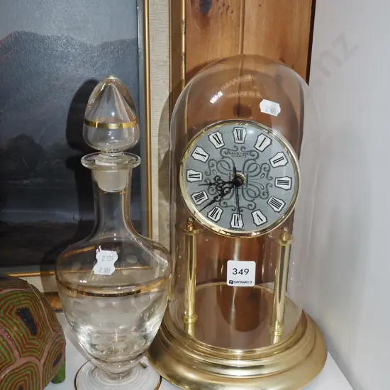 anniversary clock - missing parts, stoppered decanter